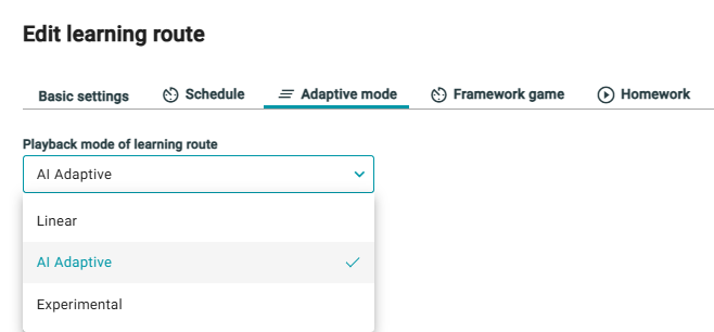 AI Adaptive route settings