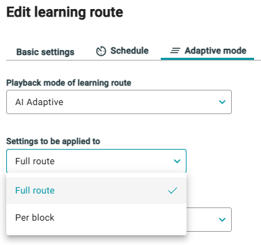 AI Adaptive route settings