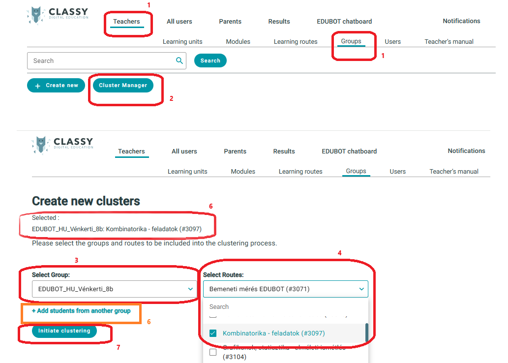 Creating EDUBOT Performance Clusters