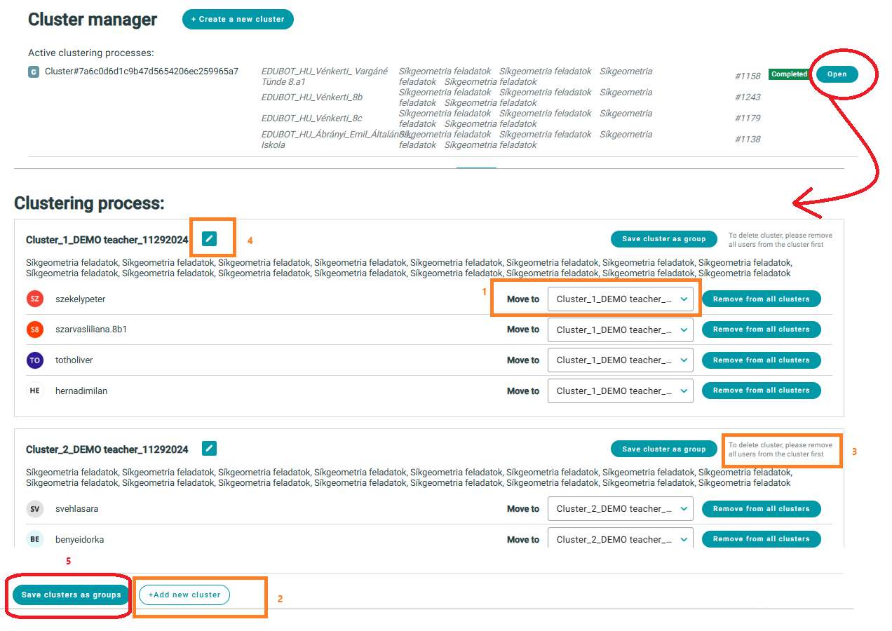 Creating EDUBOT Performance Clusters